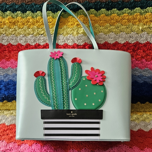 Kate Spade New York 'New Horizons Cactus Little Len Island Waters' Leather Tote - Picture 2 of 15